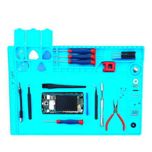 DURATECH Silicone Soldering Mat, Heat Resistant 932°F Electronics Repair Mat, Tools and Parts Organizer, Large Magnetic Work Mat for Watch, Phone, Ipad, Laptop Repair, Soldering Iron, 17.7