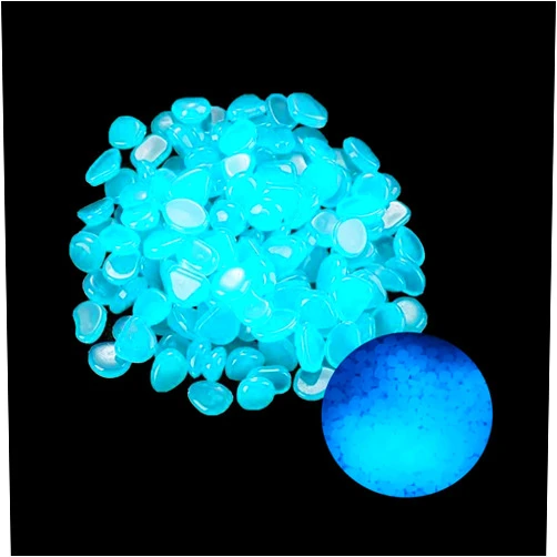 Mzekgxm 100pcs Glow in The Dark Pebbles Stones, DIY Decorative Luminous Stones, Blue Glowing Rocks for Garden Lawn Yard, Walkway, Pathway, Potted Plants, Fish Tank, Aquarium