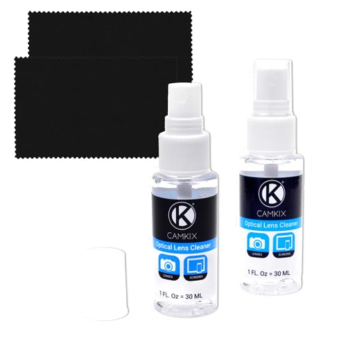 Camkix Lens and Screen Cleaning Kit - 2X Cleaning Spray 2X Microfiber Cloth - Perfect to Clean The Lens of Your DSLR and Compatible with Your Camera, Smartphone, Tablet, Notebook, etc.
