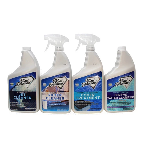 Black Diamond Stoneworks Ultimate Spa/Pool: Filter Cleaner, UV/Restore Cover Treatment, Jet Cleaner, Enzyme Water Clarifier, Quart Bundle.