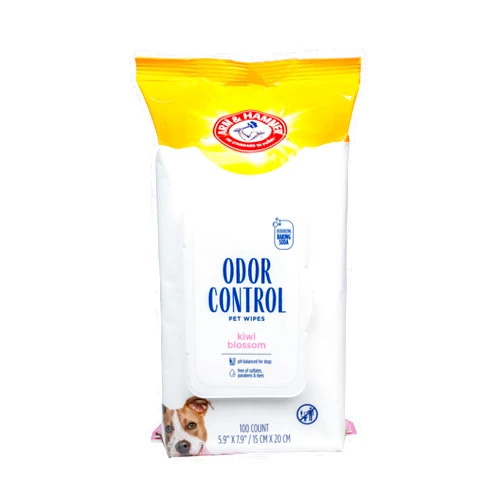 Arm & Hammer for Pets Odor Control Wipes for Dogs, Best Odor Eliminating Waterless Cleaning for Dogs & Puppies | Kiwi Blossom Scent, 100 Count