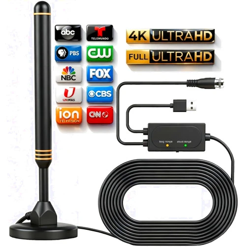 Intelbras TV Antenna Indoor Antenna for Smart TV for Long Range Reception and All Smart TVs HD Digital Antenna with Amplifier Signal Booster for Local Channels Supports 4K 1080p-Orange