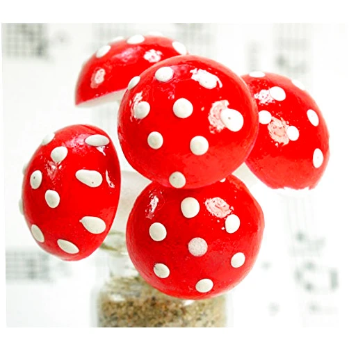 Meyer Imports Red - Large Cotton Spun Mushrooms - Set of 10 - (218-0114) Wonderful World of Spun Cotton Mushrooms!