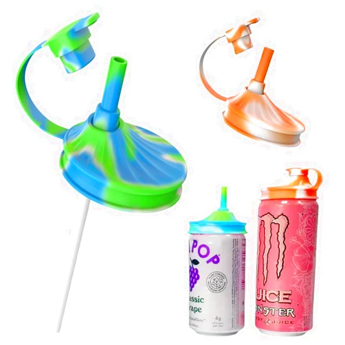Yathindy 2 Pack Soda Can Lids with Straw,Silicone Soda Can Covers,Energy Drink Canning Lids,BPA-Free,Reusable Can Covers for soda,Coke,Beer,Juice,Fits Standard Cans