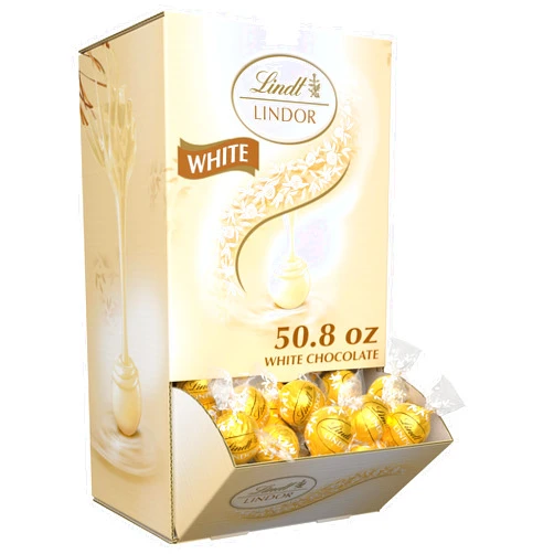 Lindt LINDOR White Chocolate Truffles, Chocolates with Smooth, Melting Truffle Center, 50.8 oz., 120 Count