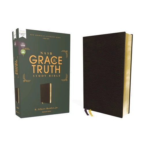 By Zondervan (Author), R. Albert Mohler Jr. (Editor) NASB, The Grace and Truth Study Bible (Trustworthy and Practical Insights), Bonded Leather, Black, Red Letter, 1995 Text, Comfort Print
