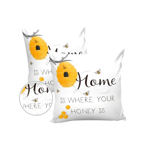 Chees D Zone Outdoor Throw Pillow Cases Pastoral Honeycomb Bumblebee,Waterproof Pillow Cover Soft Pillow Protectors,Country Honey Bee Home Quotes Durable Pillowcase for Sofa Couch Seaside Picnic RV Vacation