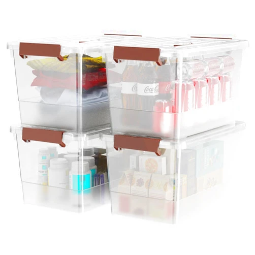 WYT 4 Pack 17qt Clear Plastic Storage Bin with Lid and Latching Buckles, Stackable Tote Organizing Box with Handle
