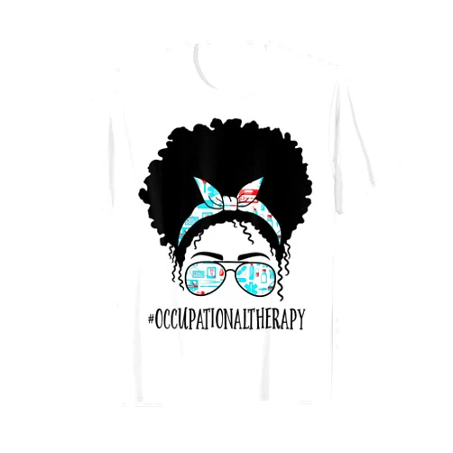 TeeaxArt Black Afro Messy Bun Gifts Occupational Therapy Black Afro Messy Bun African American T-Shirt