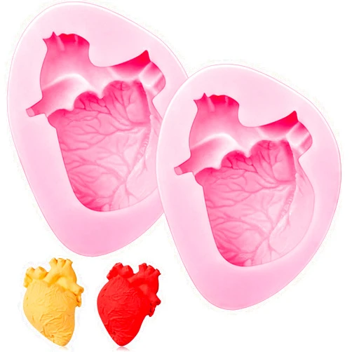 WILLBOND 2 Pieces 3D Human Heart Shaped Ice Cream Mousse Mold DIY Halloween Heart Silicone Mold Fondant Chocolate Pudding Mold for DIY Chocolate Candy Dessert Soap Aromatherapy