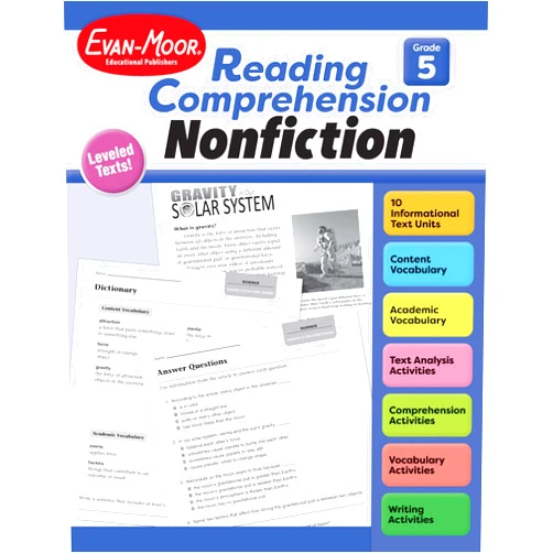 By Evan-Moor Educational Publsihers (Author) Evan-Moor Reading Comprehension: Nonfiction, Grade 5 - Homeschooling and Classroom Resource Workbook, Biographies, Science, Social studies, Geography, Leveled, Vocabulary, Text structure analysis
