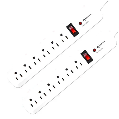 Innovera IVR71653 6 AC Outlets 4 ft. Cord 540 Joules Surge Protector - White (2/Pack)