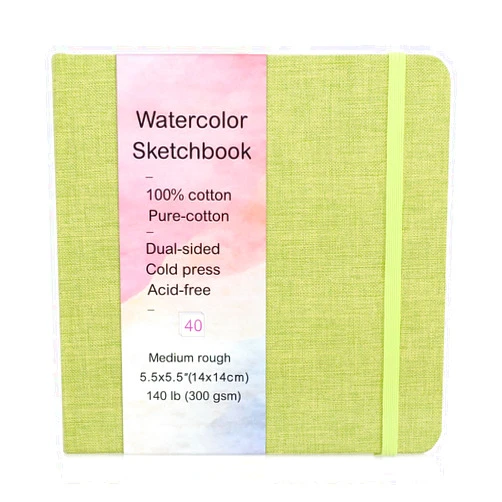 Prudiut 40 Sheets Watercolor Journal 5x5”, 140 lb/300 GSM Watercolor Sketchbook Cold Press Watercolor Paper Watercolor Notebook for Painting, Drawing