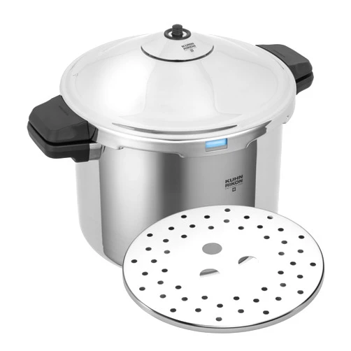 Kuhn Rikon DUROMATIC® Pressure Cooker 11” 8.45 qt family of 6 wide base for better braising, Stainless