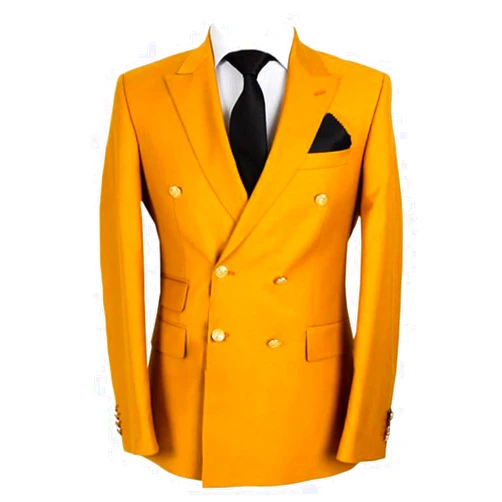 Ulnomio Men's Leisure Groom Blazer Double Breasted Buttons Peak Lapel Tuxedo Coat