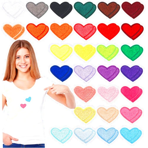 Jaydear Heart Patches Iron On, 62PCS Heart Iron On Patch for Clothes, Iron Patches for Clothes Clothing T-Shirts Cute Colorful Embroidered Sew On Heart Shaped for Clothes Dress Hat Jeans DIY Backpack Shoes