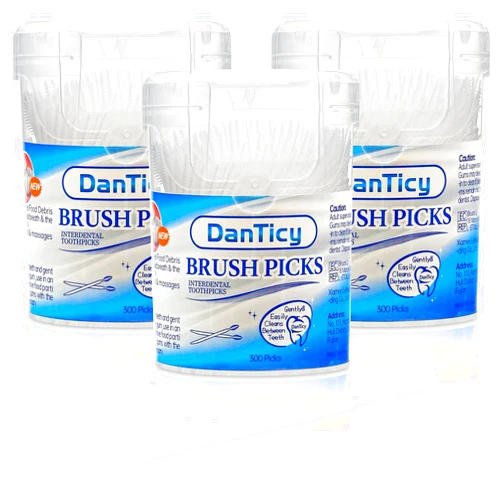 DanTicy Brushpicks Interdental Toothpicks,Soft Bristle Dental Floss Picks Toothpicks,Helps Removes Plaque and Debris Between Your Teeth 900PCS (Pack of 3)