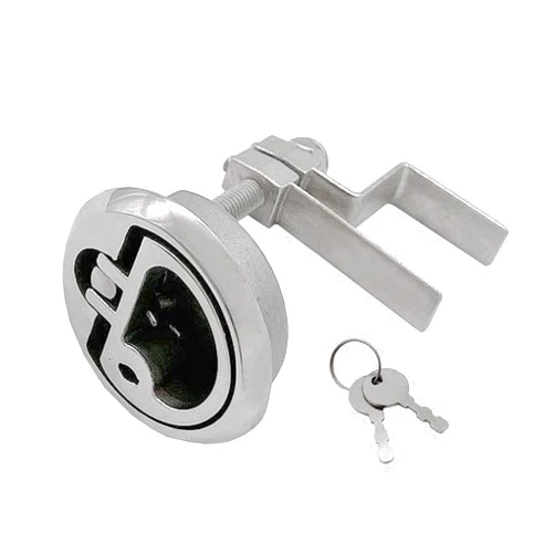 ISURE MARINE Grade 316 Stainless Steel Boat Floor Buckle Hatch Latch FlushTurning Lift Handle Lock Style with 2 Keys and Accessories Screws