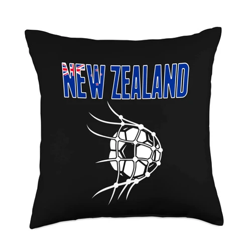 G2T New Zealand Summer Sports Soccer New Zealand Soccer Ball in Net-Support Kiwi Football Team Throw Pillow, 18x18, Multicolor