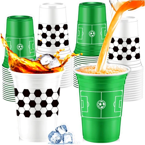 Norme 48 Pcs Soccer Ball Party Supplies Bulk 16 oz Soccer Ball Party Thick Plastic Disposable Cup Hot Cold Drink Wine Coffee for Home Soccer Ball Themed Holiday Party Supplies Favors