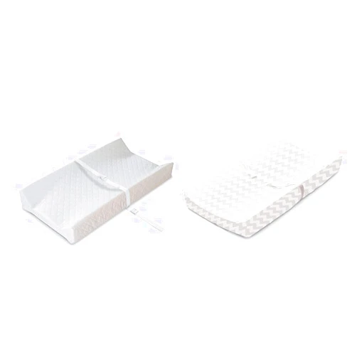 Summer Infant Contoured Changing Pad, 16 x 32 – Comfortable & Secure, with Security Strap & Ultra Plush Changing Pad Cover, Chevron
