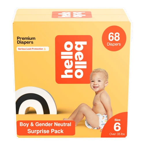 Hello Bello Premium Baby Diapers Size 6, 68 Count of Disposable, Extra-Absorbent, and Hypoallergenic Baby Diapers with Snug and Comfort Fit, Surprise Boy Patterns