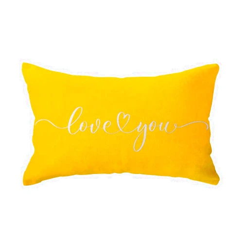 ULOVE LOVE YOURSELF Love Lumbar Throw Pillow Covers - Couples Gift for Anniversary/Wedding/Engagement, Valentine's Day Quote Pillow Cases, 12 x 20 Inch for Sofa/Bed/Couch (Yellow)