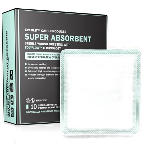 EVERLIT CARE EVERLIT EquiFlow Super Absorbent Dressing | High Retention, Instant Absorption for Heavily Exuding Wound | Sterile Non-Adhesive Polymer Gauze Pads | Reduce Leakage and Skin Maceration (4