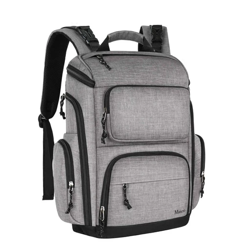 Mancro Diaper Bag Backpack, Multifunctional Travel Dad Diaper Bag with Insulated Pockets, Large Capacity Baby Diaper Backpack for Men and Women with Laptop Pocket and Stroller Straps, Grey