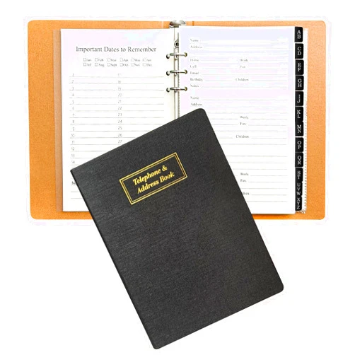 Happyaokeland Refillable Address Book with Alphabetical Tabs, w/Pockets, 648 Large Print Telephone Birthday Email PU Leather Hardcover Durable for Women Men Seniors Home Office, 236Pages, A5, Black