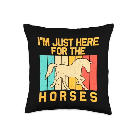 Retro Horse Gift Horse Rider Accessories & Stuff Funny Horse Design For Men Women Horse Lover Horse Racing Throw Pillow