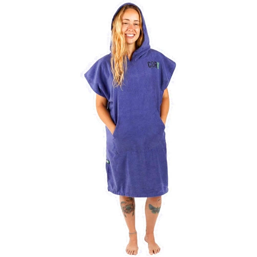 COR Surf Poncho Changing Towel Robe with Hood and Front Pocket | Thick Quick Dry Microfiber Wetsuit Poncho Towel for Surfing Beach Pool Swim (Medium, Cobalt)