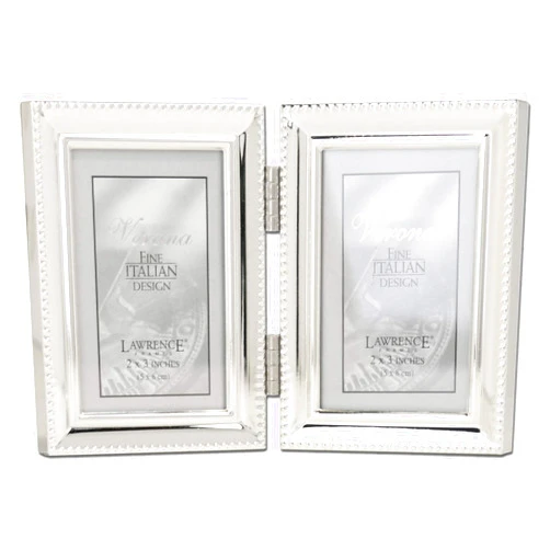 Lawrence Frames Bead Border Design, 2.5x3.5 Double, Silver