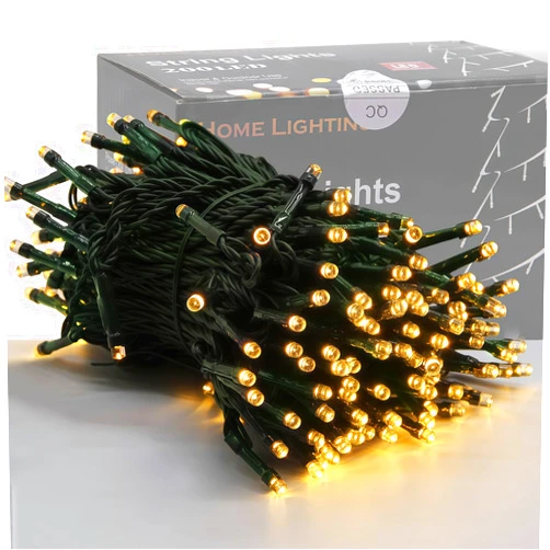 Home Lighting 66ft Christmas Decorative Mini Lights, 200 LED Green Wire Fairy Starry String Lights Plug in, 8 Lighting Modes, for Indoor Outdoor Xmas Tree Wedding Party Decoration (Warm White)