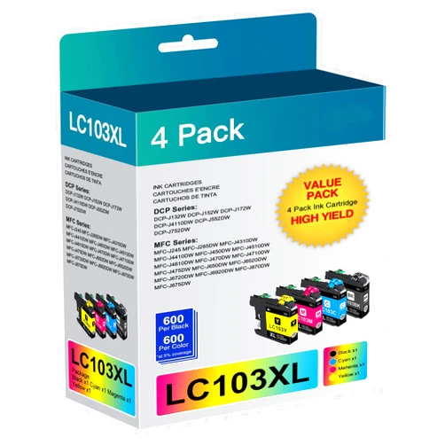 Osir LC103 Ink cartridges Compatible for Brother Printer Ink LC103XL LC101 Ink cartridges(Black, Cyan, Magenta, Yellow)