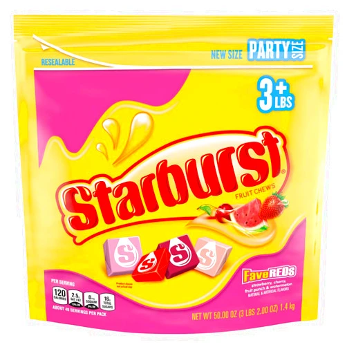 Starburst, FaveREDS Fruit Chews Candy Party Size Bag, 50 oz (Pack of 1)
