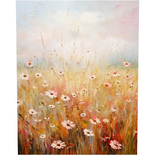 KY-link Stamped Cross Kits, Gentle rain on a Field of Wildflowers, DIY Designs Cross-Stitch Easy Supplies Needlework, Needlepoint Embroidery Gift for Home Decor 16x20 inch