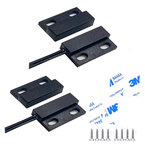 AOAUTO Magnetic Reed Switch,Wired Door Window Contact Sensor,Micro Normally Open NO Alarm Reed Switch,10W 100v 0.5A Magnetic Reed Switch to DC 5V 12V 24V Light(2-Pack)