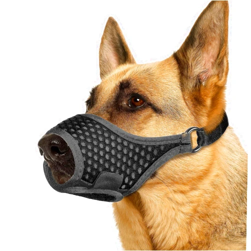 LUCKYPAW Dog Muzzle, Soft Dog Muzzles for Large Medium Small Dogs to Prevent Biting Chewing Certain Barking with Ring and Adjustable Strap for Vet Visit Training (Black, M)