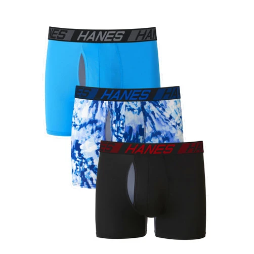 Hanes Men’s Total Support Pouch Boxer Briefs, X-Temp Cooling, Moisture-Wicking Underwear, Regular, Long-leg and Trunk, 3-Pack