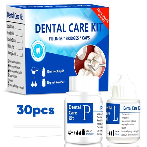 Silkylaser Tooth Repair Kit Zinc Oxide Eugenol Cement Dental Care Kit, Temporary Teeth Replacement Kit, Dental Care Kit Repair for Broken Chipped Teeth, Missing Teeth, Crown Fillings & Bridges 4PCS