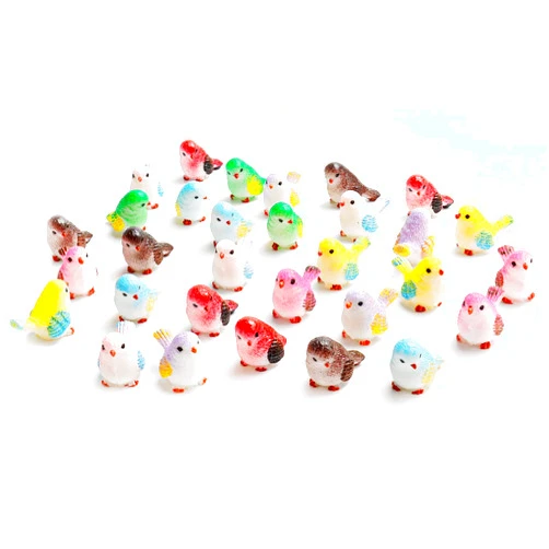 Aydinids 32 Pcs Miniature Bird Mini Bird Figurines Fairy Garden Accessories Bird Decorative Resin Bird for Micro Landscape Christmas Tree Craft Home Decoration