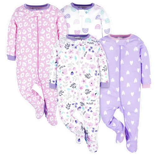 Onesies Brand baby-girls 4-pack Sleep 'N Play Footies Multi Pack