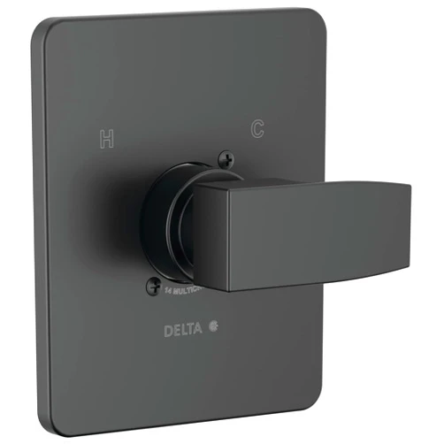 Delta Faucet Modern Matte Black Shower Valve Trim Kit for Black Shower Faucets, Delta Shower Handle Replacement, Shower Faucet Handle, Matte Black T14067-BL-PP (Valve Not Included)