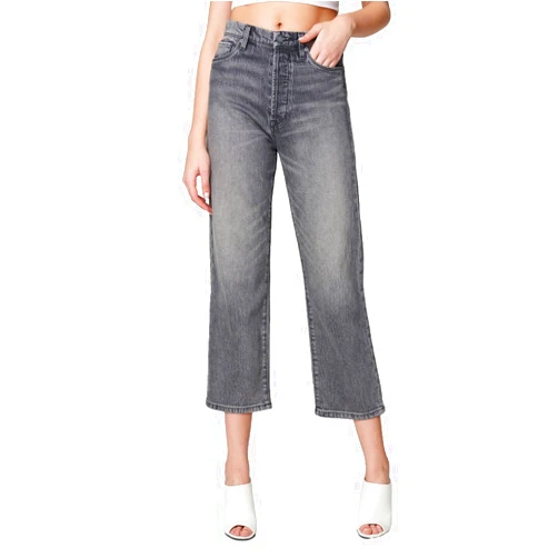 [BLANKNYC] Womens Five Pocket Washed Black High Rise Straight Leg Jeans, Stylish Pants