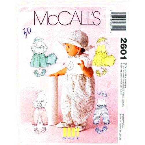 McCall's 2601 Sewing Pattern Infants Dress Rompers Hat Shoes Panties Small - Extra Large