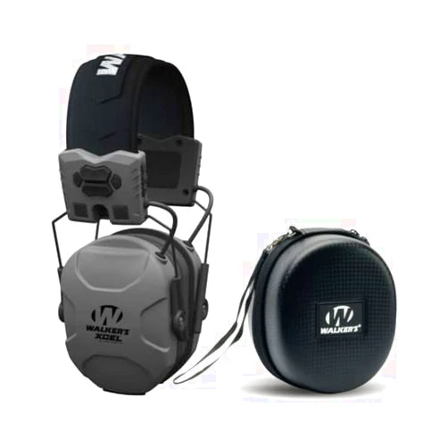 Walker's Walkers XCEL 500BT Digital Electronic Muff with Voice Clarity and Bluetooth Bundle with Protective Case, and Microfiber Cleaning Cloth (3 Items)