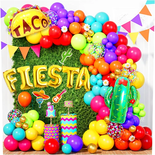 Bonropin Fiesta Balloon Arch Kit 154pcs - Cinco De Mayo Taco Party Supplies, Canticos Birthday Decorations with Cactus, Llama Foil Balloons, Garland for Taco Tuesday & Mexican Fiesta Theme Parties