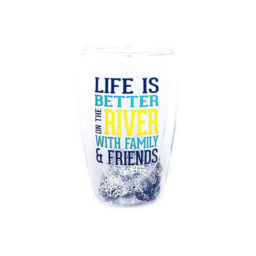 Pavilion Gift Company Pavilion - Life Is Better On The River With Family & Friends - 14 oz Double-Wall Drinkware Cup Glassware River Lover Cabin Home Decor Gift Present