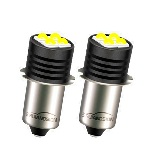 Ruiandsion 2pcs P13.5S LED Flashlight Bulb 3V 3030 4SMD Chips LED Replacement Bulb for 2 Cells C&D Flashlights Torch Work Lights